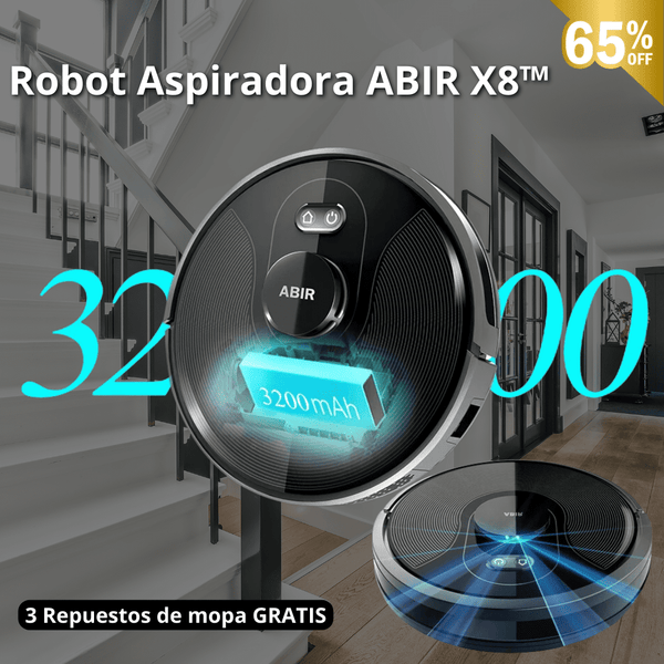 Robot Aspiradora ABIR X8™ + 10 Repuestos Gratis [10 COMPRAS PREMIADAS CON UN IPHONE]