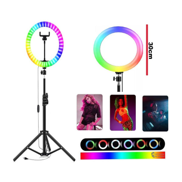 ARO DE LUZ RGB 30CM + TRIPODE 2MTS - Mr Utilidades